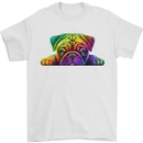 A Colourful Pug Dog Mens T-Shirt 100% Cotton White