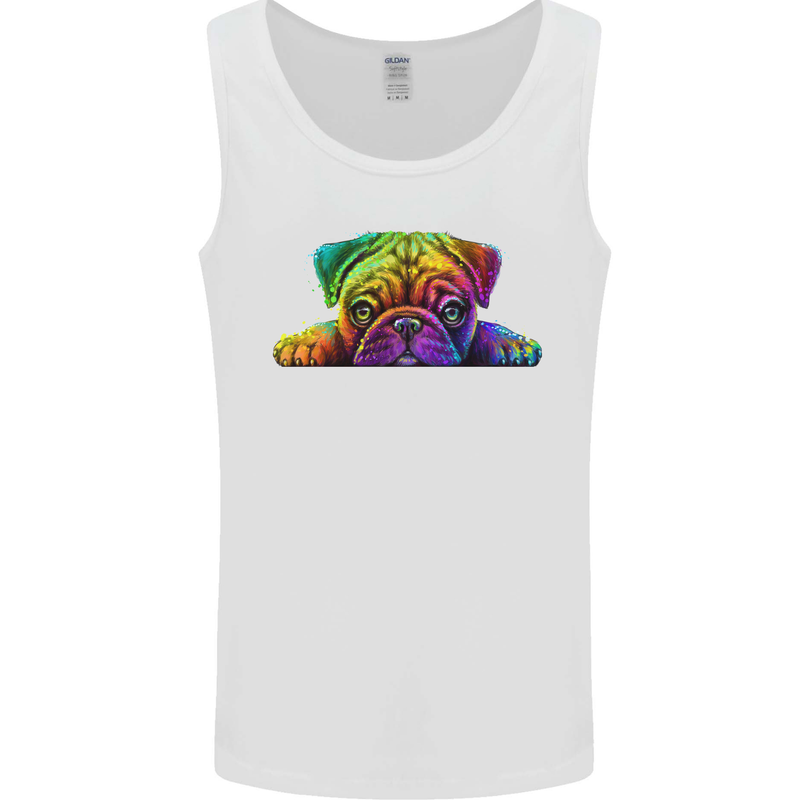 A Colourful Pug Dog Mens Vest Tank Top White
