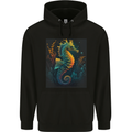 A Colourful Seahorse Mens 80% Cotton Hoodie Black