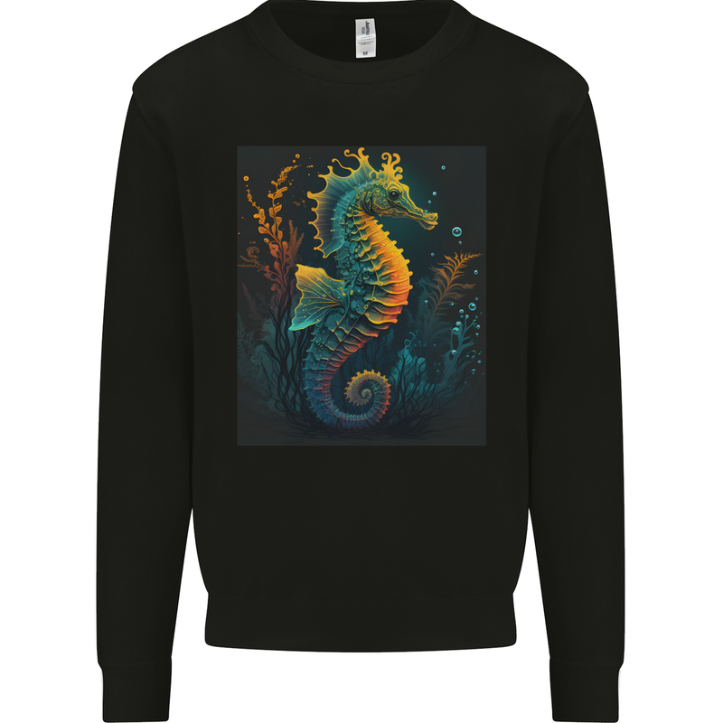 A Colourful Seahorse Mens Sweatshirt Jumper Black