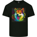A Colourful Shiba Inu Dog Kids T-Shirt Childrens Black