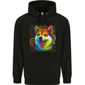 A Colourful Shiba Inu Dog Mens 80% Cotton Hoodie Black