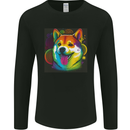 A Colourful Shiba Inu Dog Mens Long Sleeve T-Shirt Black