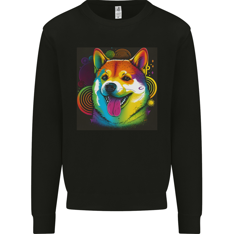 A Colourful Shiba Inu Dog Mens Sweatshirt Jumper Black