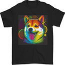 A Colourful Shiba Inu Dog Mens T-Shirt 100% Cotton Black