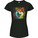 A Colourful Shiba Inu Dog Womens Petite Cut T-Shirt Black
