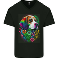 A Cool Basset Hound Dog Mens V-Neck Cotton T-Shirt Black
