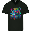 A Cool Bear Mens V-Neck Cotton T-Shirt Black
