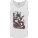 A Cool Bear Playing the Acoustic Guitar Mens Vest Tank Top White