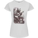 A Cool Bear Playing the Acoustic Guitar Womens Petite Cut T-Shirt White
