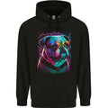 A Cool Bulldog With Glasses Dog Childrens Kids Hoodie Black