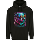 A Cool Bulldog With Glasses Dog Mens 80% Cotton Hoodie Black