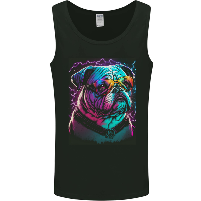 A Cool Bulldog With Glasses Dog Mens Vest Tank Top Black