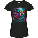 A Cool Bulldog With Glasses Dog Womens Petite Cut T-Shirt Black