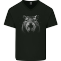 A Cool Capybara Mens V-Neck Cotton T-Shirt Black