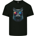 A Cool Cat With Cosmos Glasses Mens Cotton T-Shirt Tee Top Black