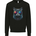 A Cool Cat With Cosmos Glasses Mens Sweatshirt Jumper Black
