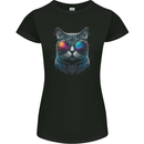 A Cool Cat With Cosmos Glasses Womens Petite Cut T-Shirt Black