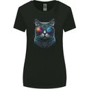 A Cool Cat With Cosmos Glasses Womens Wider Cut T-Shirt Black