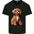 A Cool Cavapoo Dog Mens V-Neck Cotton T-Shirt Black