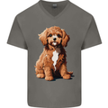 A Cool Cavapoo Dog Mens V-Neck Cotton T-Shirt Charcoal