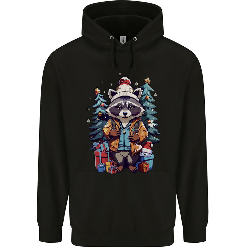 A Cool Christmas Racoon Xmas Childrens Kids Hoodie Black