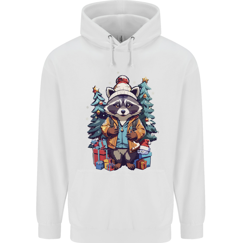A Cool Christmas Racoon Xmas Childrens Kids Hoodie White