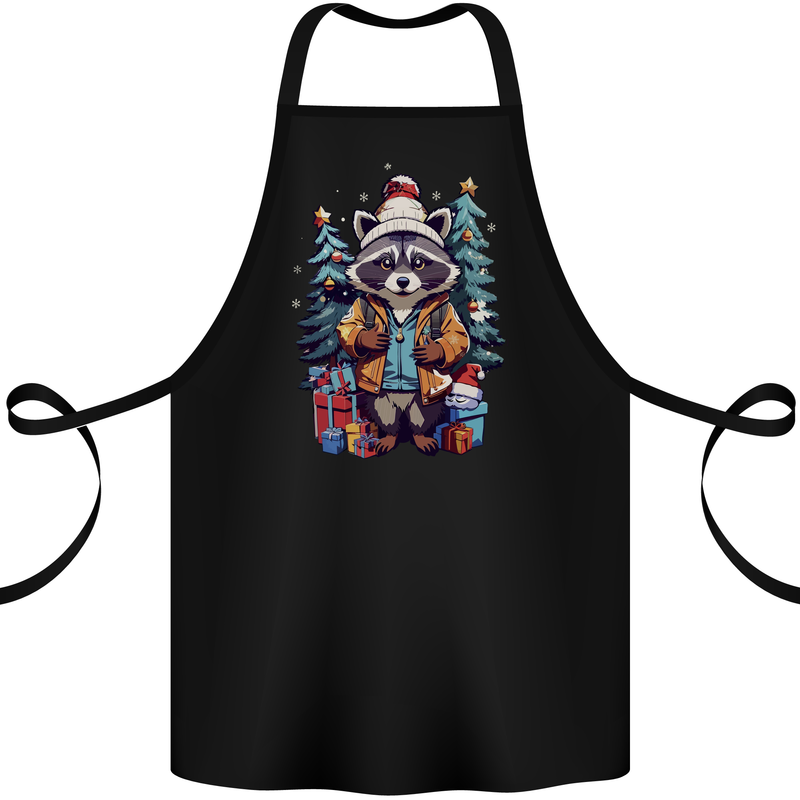 A Cool Christmas Racoon Xmas Cotton Apron 100% Organic Black