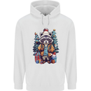 A Cool Christmas Racoon Xmas Mens 80% Cotton Hoodie White