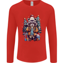 A Cool Christmas Racoon Xmas Mens Long Sleeve T-Shirt Red