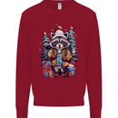 A Cool Christmas Racoon Xmas Mens Sweatshirt Jumper Red