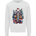 A Cool Christmas Racoon Xmas Mens Sweatshirt Jumper White