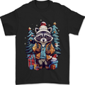 A Cool Christmas Racoon Xmas Mens T-Shirt 100% Cotton Black