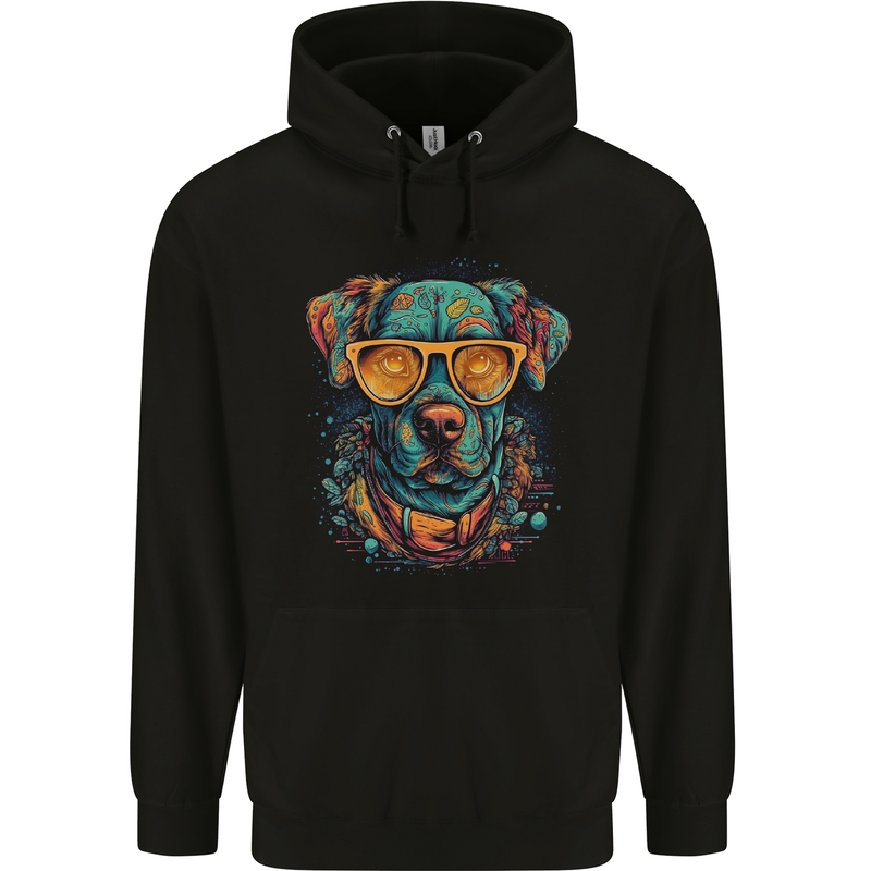 A Cool Dog With Glasses Childrens Kids Hoodie Black