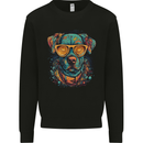 A Cool Dog With Glasses Kids Sweatshirt Jumper Black