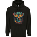 A Cool Dog With Glasses Mens 80% Cotton Hoodie Black