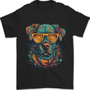 A Cool Dog With Glasses Mens T-Shirt 100% Cotton Black