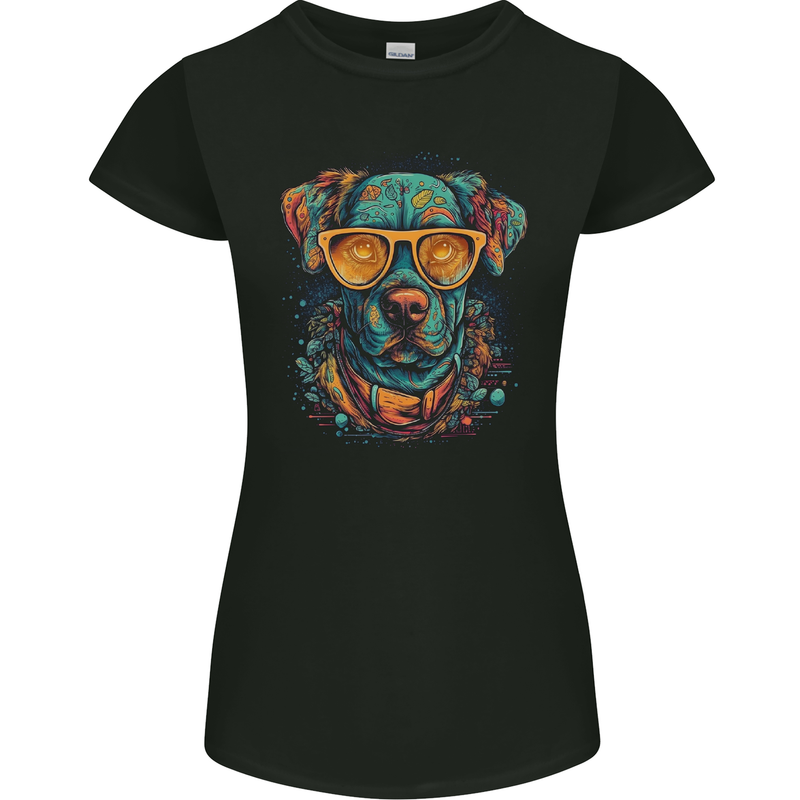 A Cool Dog With Glasses Womens Petite Cut T-Shirt Black