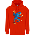 A Cool Frog Climbing Up Childrens Kids Hoodie Bright Red