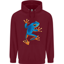 A Cool Frog Climbing Up Childrens Kids Hoodie Maroon