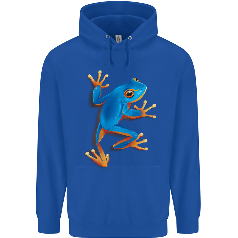 A Cool Frog Climbing Up Childrens Kids Hoodie Royal Blue