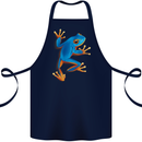 A Cool Frog Climbing Up Cotton Apron 100% Organic Navy Blue