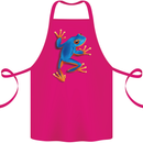 A Cool Frog Climbing Up Cotton Apron 100% Organic Pink