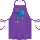 A Cool Frog Climbing Up Cotton Apron 100% Organic Purple
