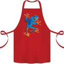 A Cool Frog Climbing Up Cotton Apron 100% Organic Red