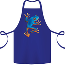 A Cool Frog Climbing Up Cotton Apron 100% Organic Royal Blue