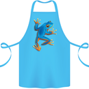 A Cool Frog Climbing Up Cotton Apron 100% Organic Turquoise