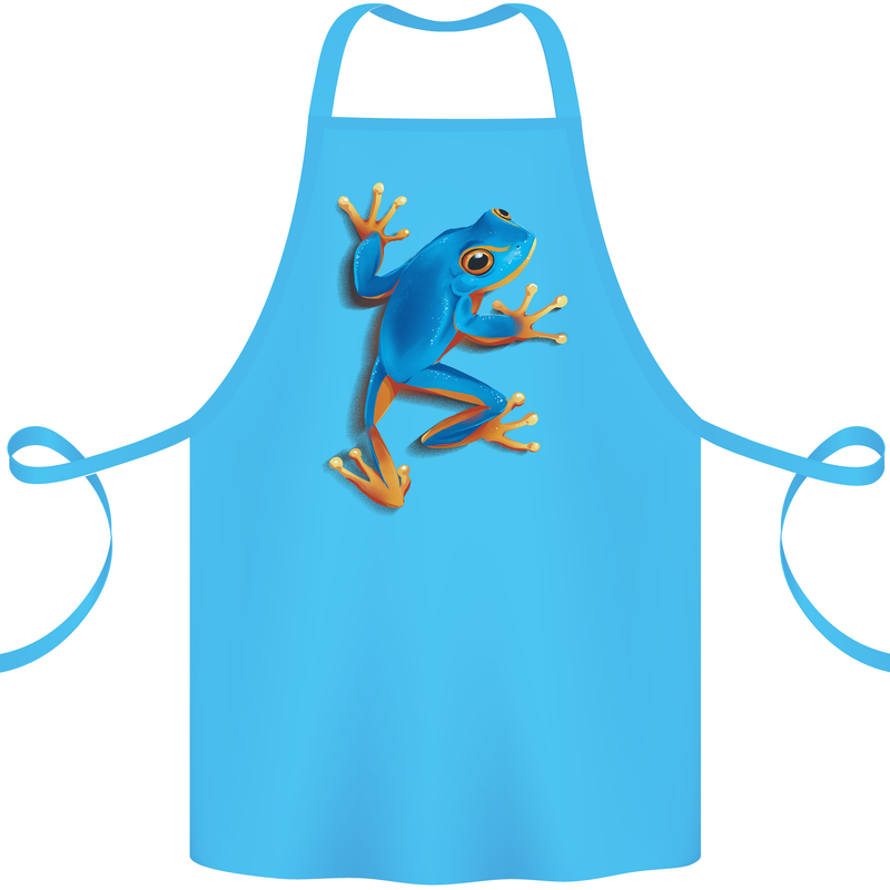 A Cool Frog Climbing Up Cotton Apron 100% Organic Turquoise