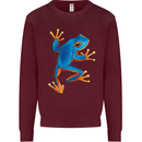 A Cool Frog Climbing Up Kids Sweatshirt Jumper Maroon