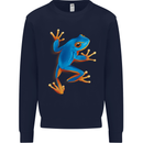A Cool Frog Climbing Up Kids Sweatshirt Jumper Navy Blue